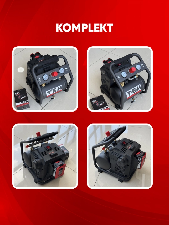 Akkumulyatorli kompressor TEH LAC3L, 20 V, 280 Vt, 3 l, 8 bar, 2800 ayl/min
