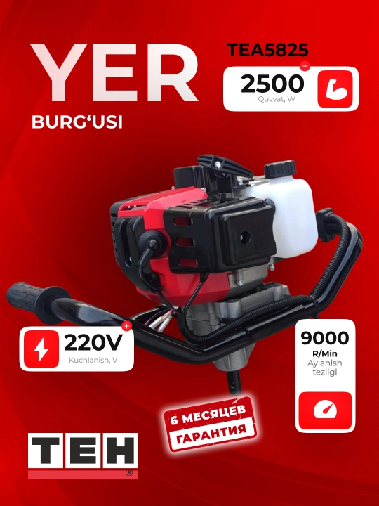 TEH yer burg‘usi (motobur) TEA5825, 2500 W, 9000 ayl/min, 58 sm³, 300 mm