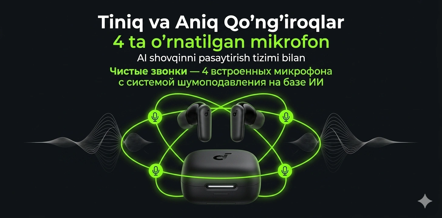 Simsiz quloqchinlar Anker Soundcore R50i, Bluetooth, shovqinni pasaytiruvchi naushnik