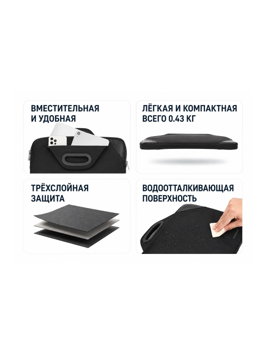 Сумка для ноутбука Crossgear, водоотталкивающая, с ручкой и дополнительным карманом