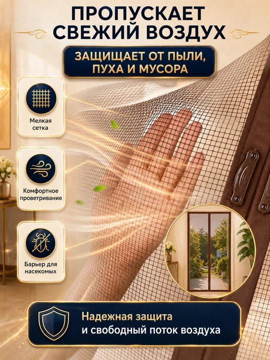 Москитная сетка для двери, на магнитах, 100 * 210 см