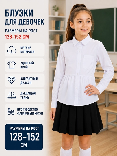 Uzun yengli maktab bluzkasi