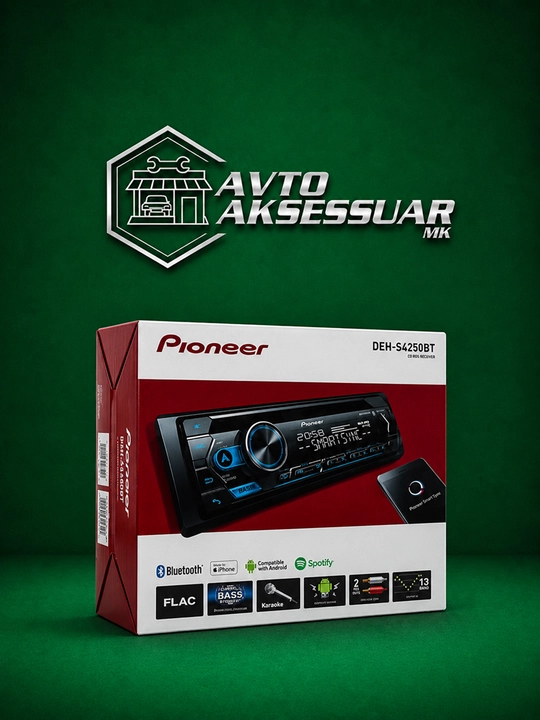 Avtomagnitola PIONEER DEH-S4250BT Bluetooth AUX USB CD 1DIN qora avtomobil uchun - 