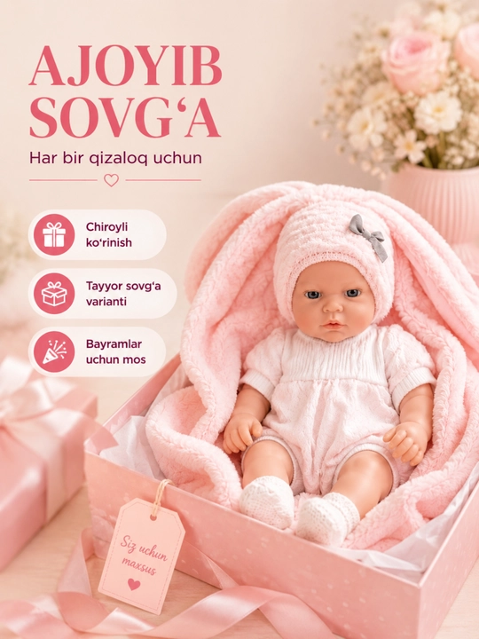 Детская кукла пупс с аксессуарами, Бебиборн, Реборн с игрушкой пледом