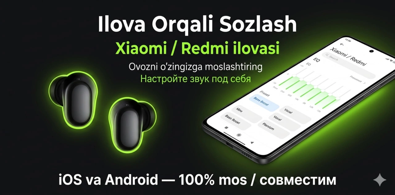 Simsiz Bluetooth quloqchinlar Redmi Buds 6 Play, mikrofonli naushnik, sensorli
