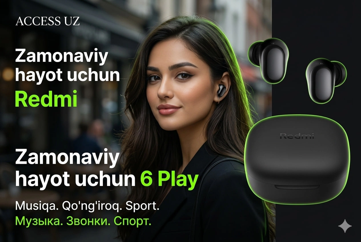 Simsiz Bluetooth quloqchinlar Redmi Buds 6 Play, mikrofonli naushnik, sensorli