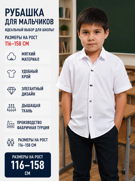 Школьная рубашка для мальчиков