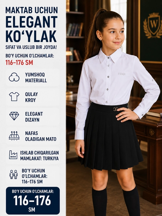 Школьные блузки для девочек, с длинными и короткими рукавами - 