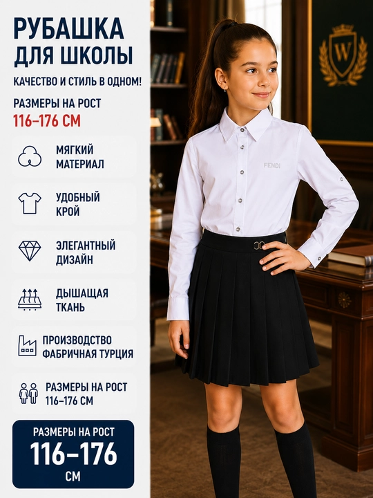 Школьные блузки для девочек, с длинными и короткими рукавами
