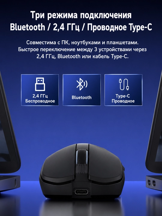 Simsiz gaming sichqoncha AULA SC590 Pro, PAW3311, 20000 DPI, 2.4G, USB-C, qora