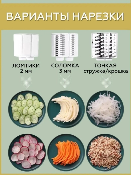 Ручная овощерезка и терка для картофеля с насадками и вращающимся механизмом