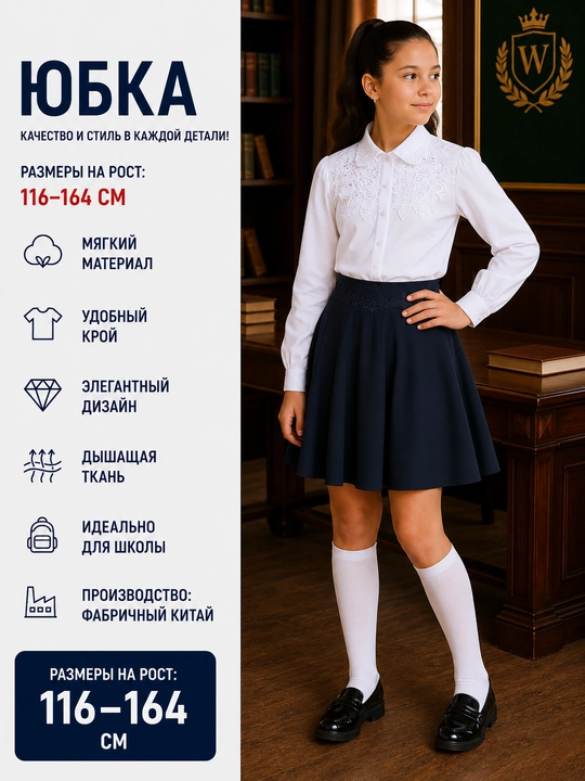 Школьная юбка для девочек, 10 видов