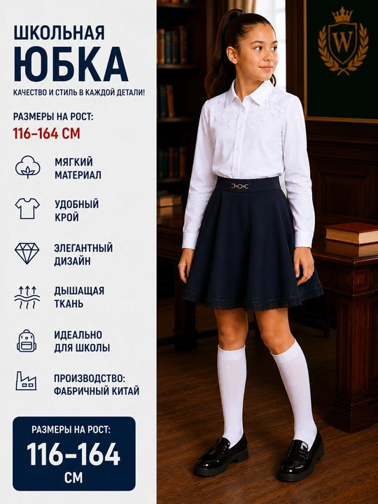 Школьная юбка для девочек, 10 видов