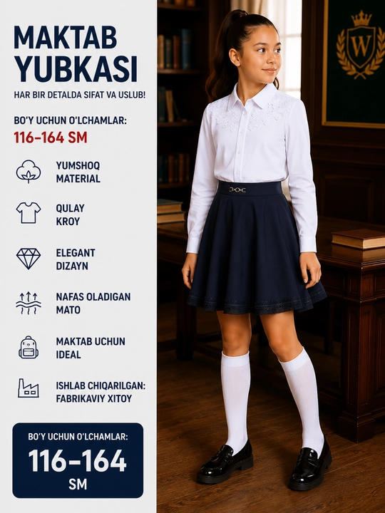 Qizlar uchun maktab yubka, 10 xil - 