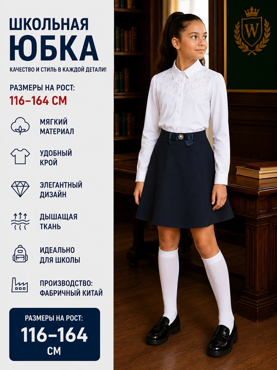Школьная юбка для девочек, 10 видов