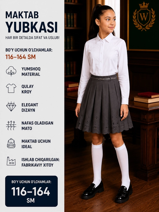 Qizlar uchun maktab yubka, 10 xil - 