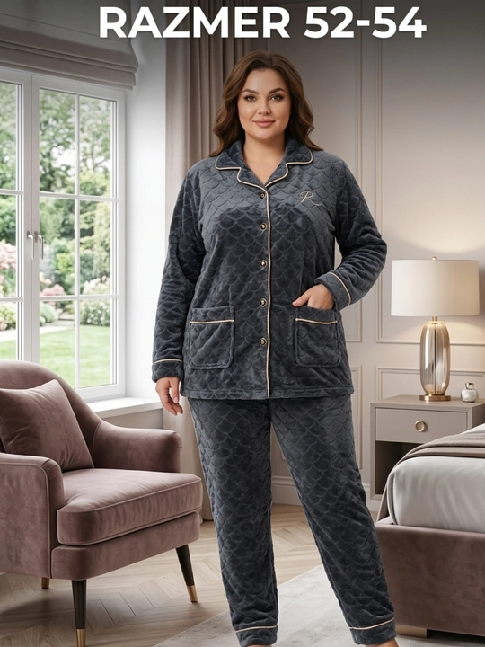 Ayollar uchun issiq va yumshoq velyur uy kiyimi to‘plami, pijama komplekti