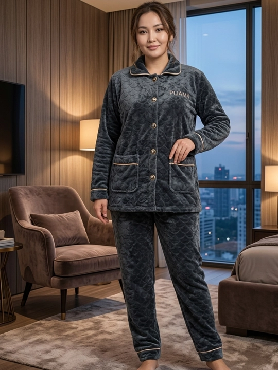 Ayollar uchun issiq va yumshoq velyur uy kiyimi to‘plami, pijama komplekti