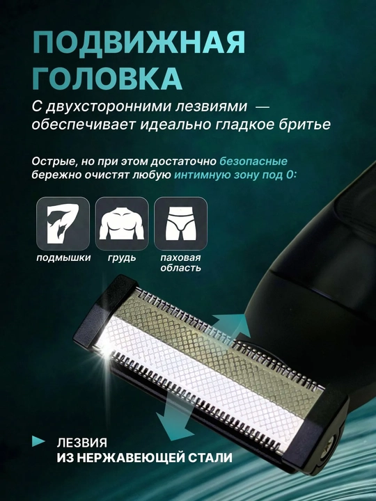 Триммер для интимной зоны, триммер для зоны подмышек, усов и бороды, влагозащищенный