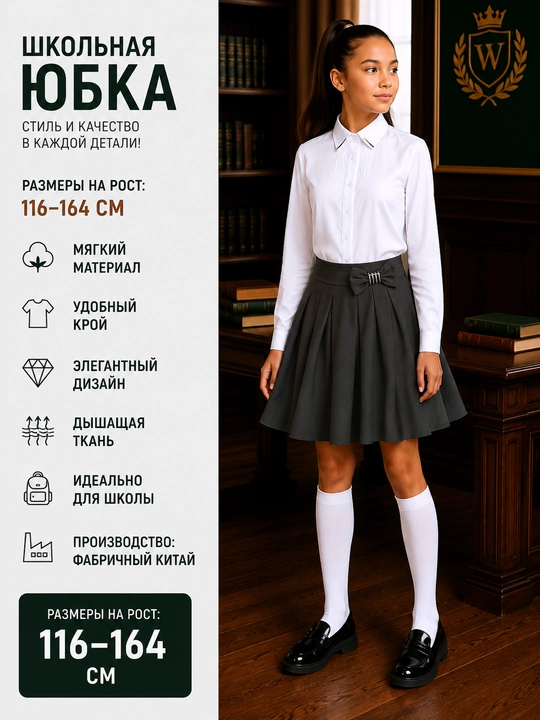 Школьная юбка для девочек, 10 видов