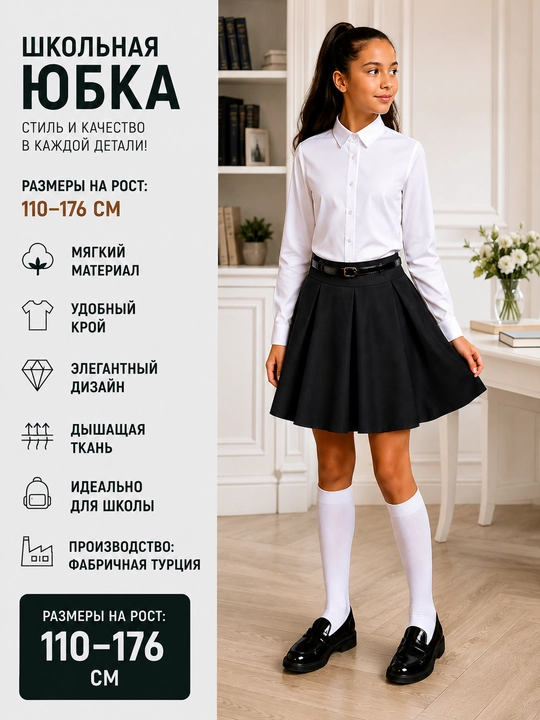 Школьная юбка для девочек, 14 видов, Турция