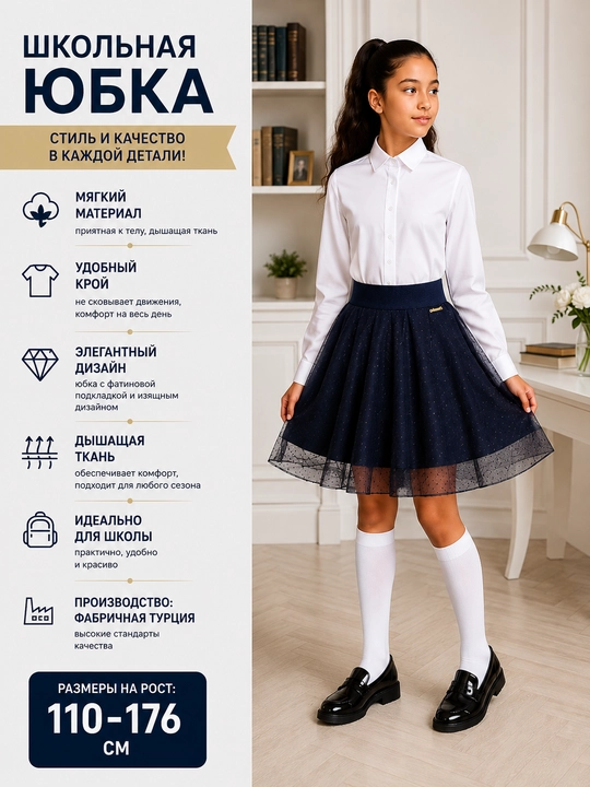 Школьная юбка для девочек, 14 видов, Турция