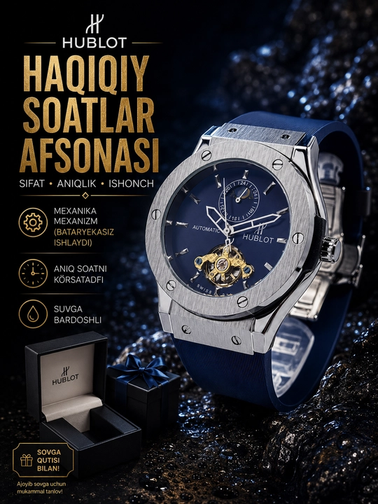 Hublot, часы мужские, механические hublot, часы hublot, подарки для мужчин - 