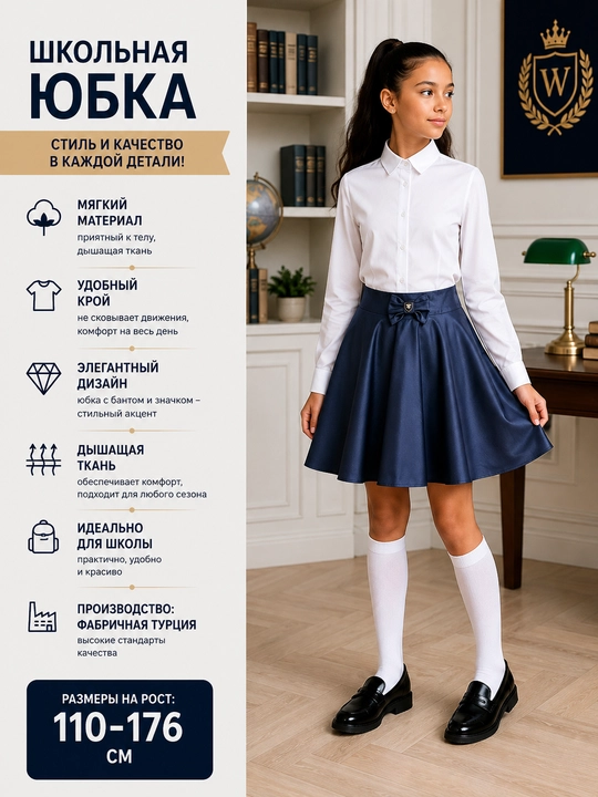 Школьная юбка для девочек, 14 видов, Турция