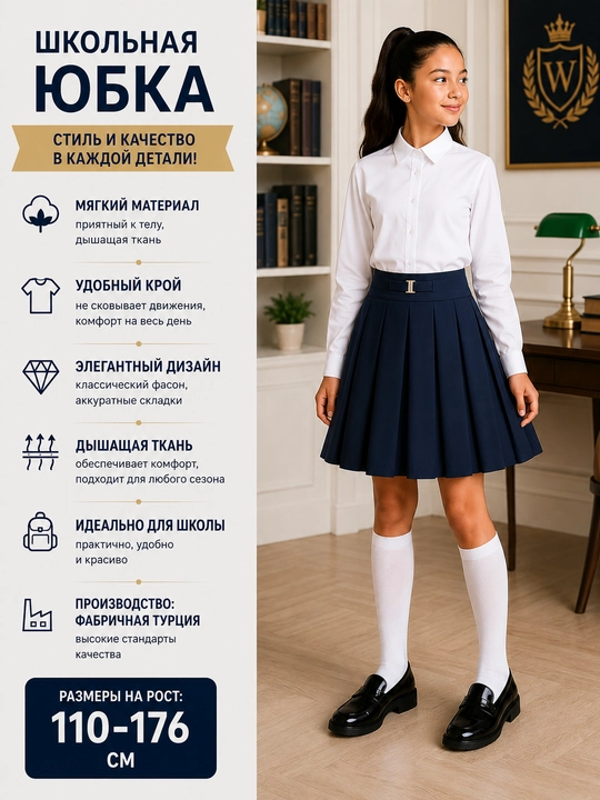 Школьная юбка для девочек, 14 видов, Турция