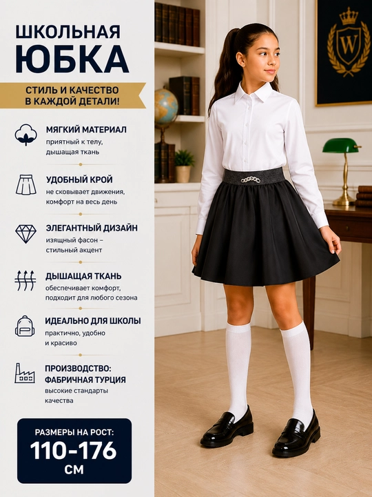Школьная юбка для девочек, 14 видов, Турция