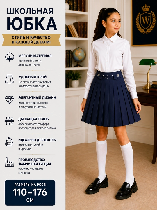 Школьная юбка для девочек, 14 видов, Турция