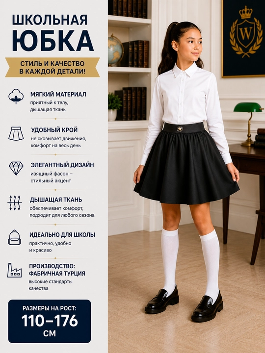Школьная юбка для девочек, 14 видов, Турция