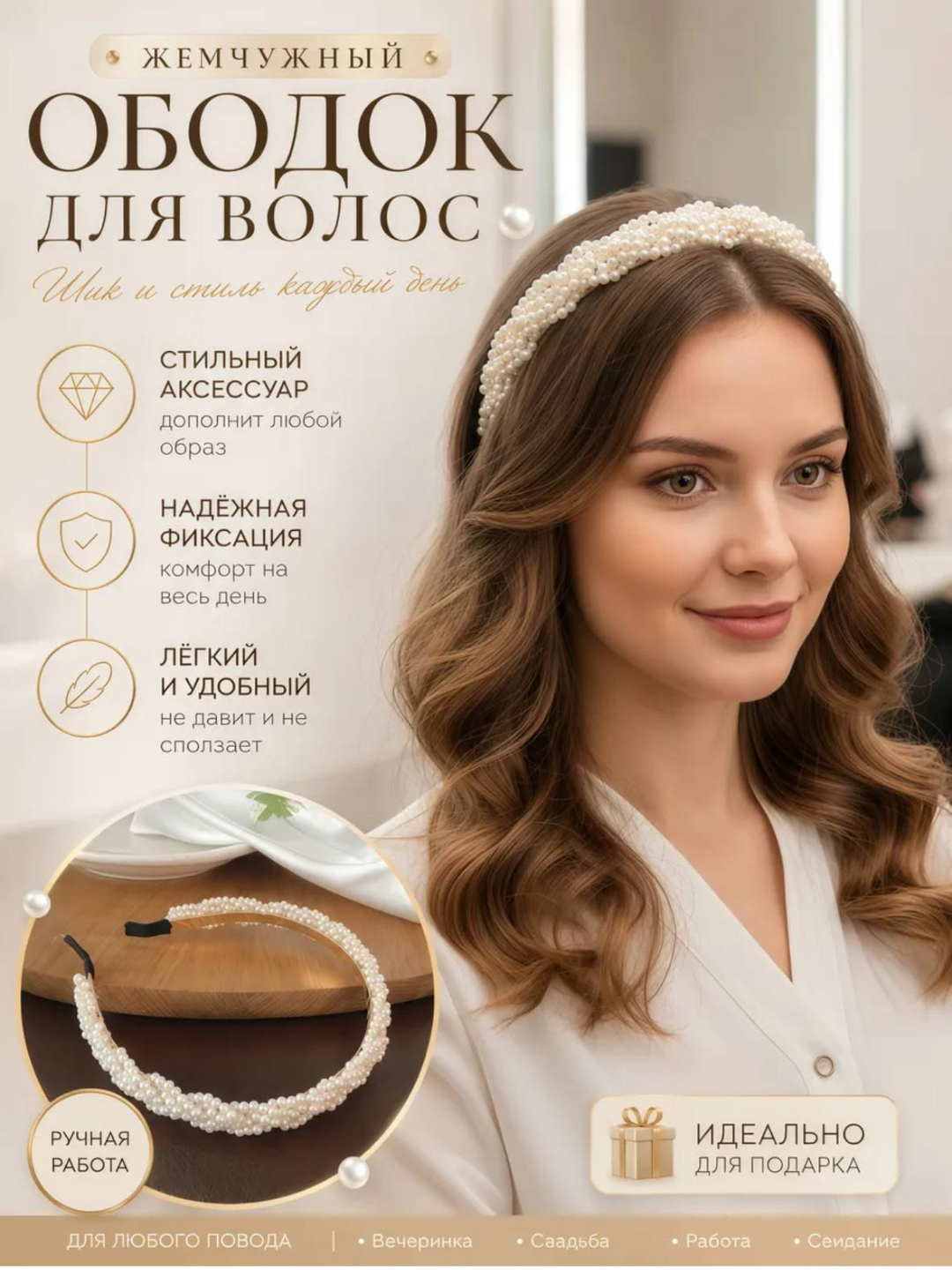 Диадема с бусинами для женщин и девушек, аксессуар, красивая диадема - 