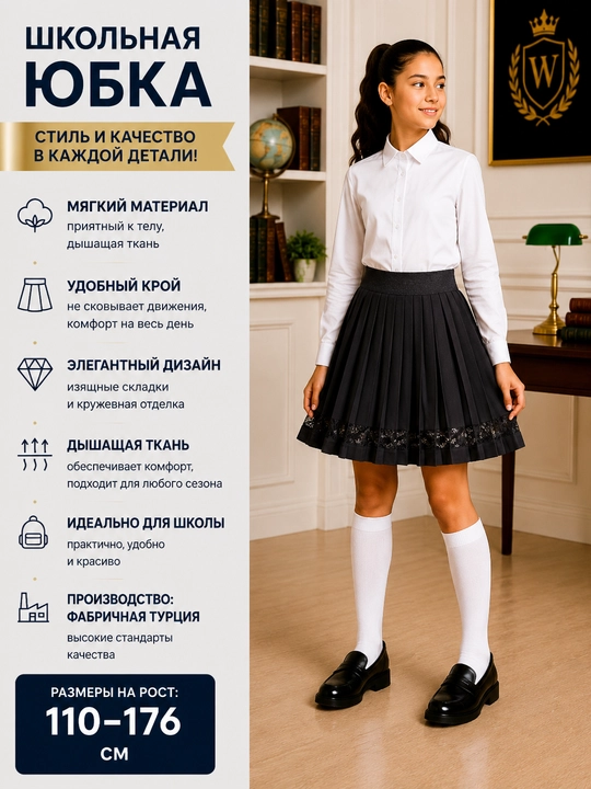 Школьная юбка для девочек, 14 видов, Турция