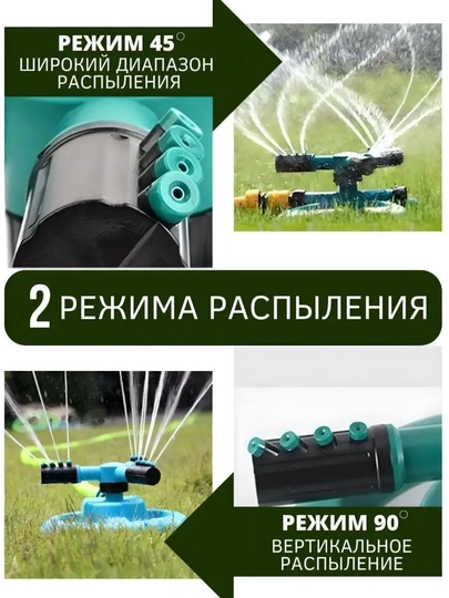 Вращающийся дождеватель 360° для полива сада и газона, 12 сопел, спринклер