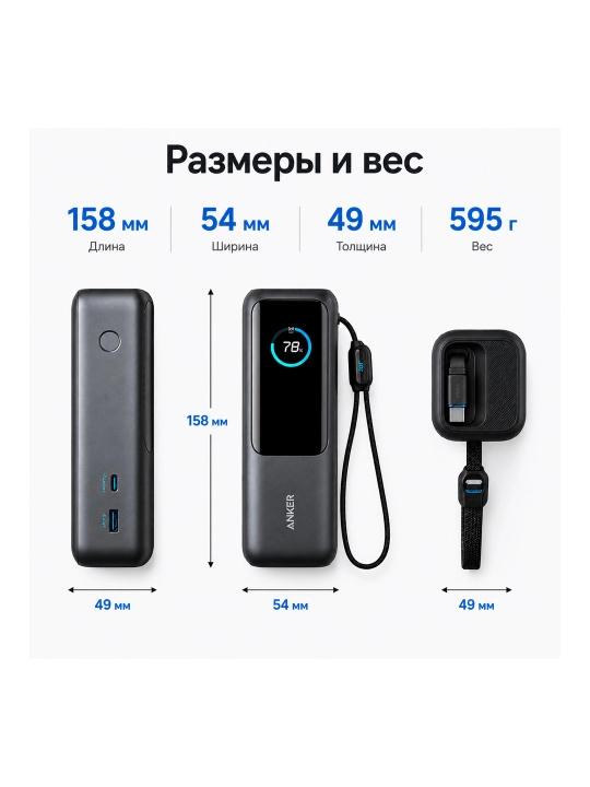 Anker A1695 tashqi akkumulyator 25000 mA/soat 165 Vt Power Bank