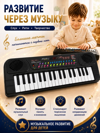 Детский электронный синтезатор с микрофоном пианино игрушка и функцией записи звука