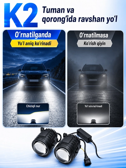 BI-LED tuman fara/proyektor linza to‘plami COBALT. LASETTI. NEXIA 2 va MATIZ uchun - 