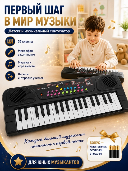 Детский электронный синтезатор с микрофоном пианино игрушка и функцией записи звука