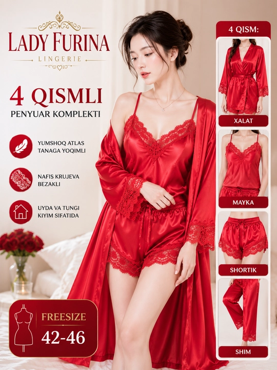 Ayollar uchun 4 qismli penyuar komplekti - 
