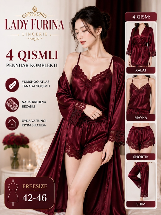 Ayollar uchun 4 qismli penyuar komplekti - 