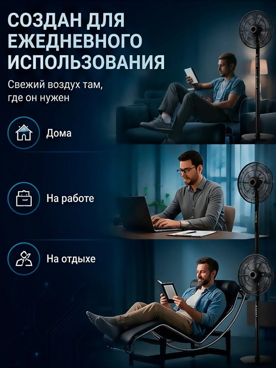 Вентилятор напольный с пультом, 8 скоростей, 40Вт, для дома и офиса
