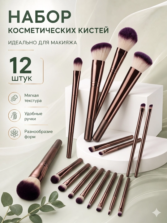 Maki­yaj uchun cho‘tkalar, to‘plamda 12 dona - 