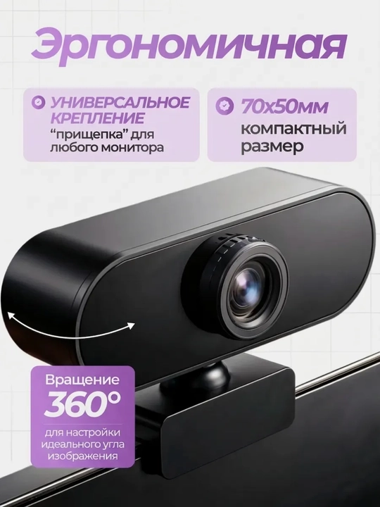 Веб-камера USB с микрофоном для компьютера, ноутбука, учебы, работы, стримов и видеосвязи