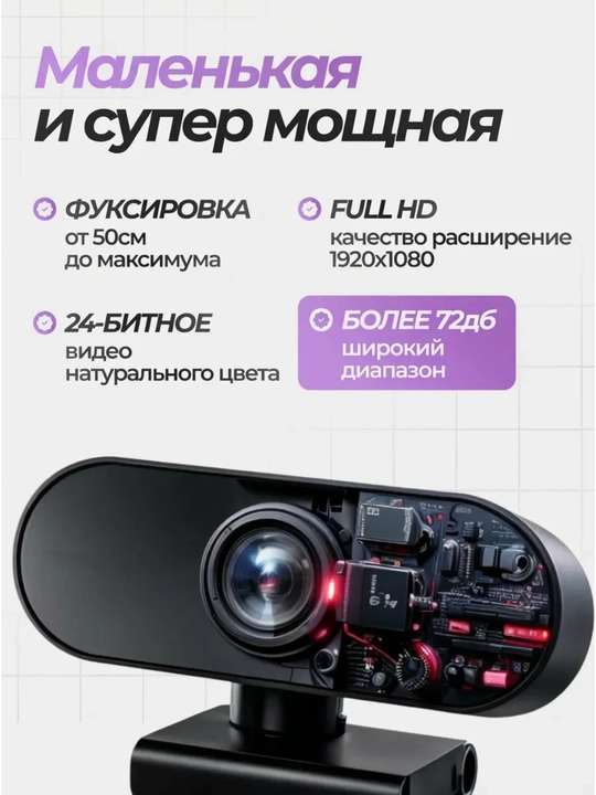 Веб-камера USB с микрофоном для компьютера, ноутбука, учебы, работы, стримов и видеосвязи
