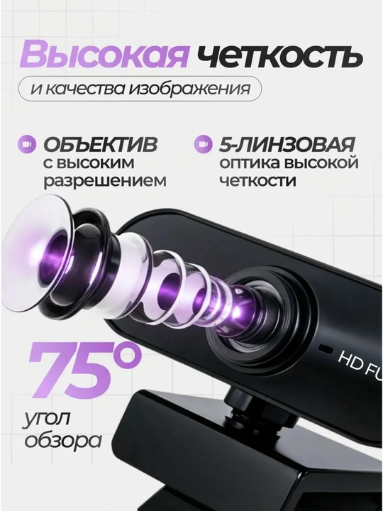 Веб-камера USB с микрофоном для компьютера, ноутбука, учебы, работы, стримов и видеосвязи