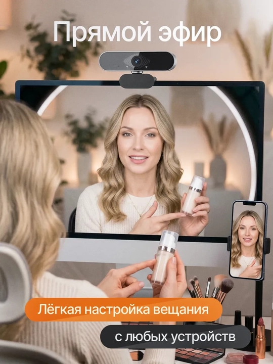 Веб-камера USB с микрофоном для компьютера, ноутбука, учебы, работы, стримов и видеосвязи