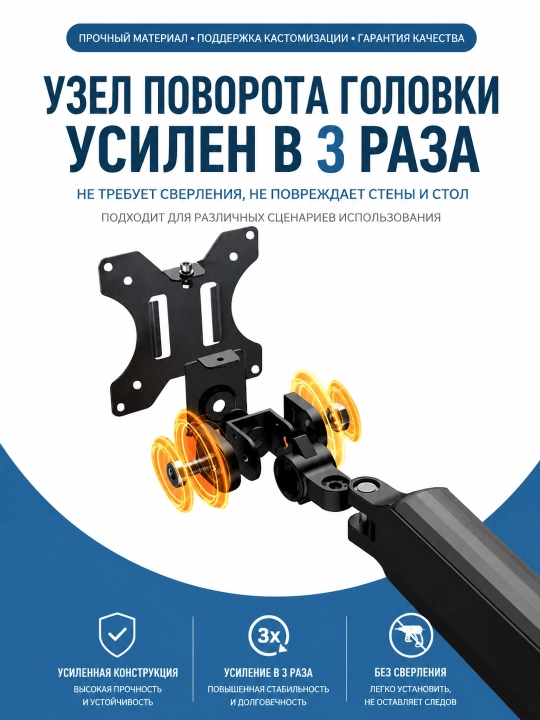 Настольный кронштейн для монитора с регулируемыми углами 2 экрана 13-27, для офиса
