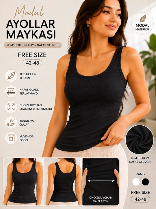 Женская майка из модала, Free Size - 