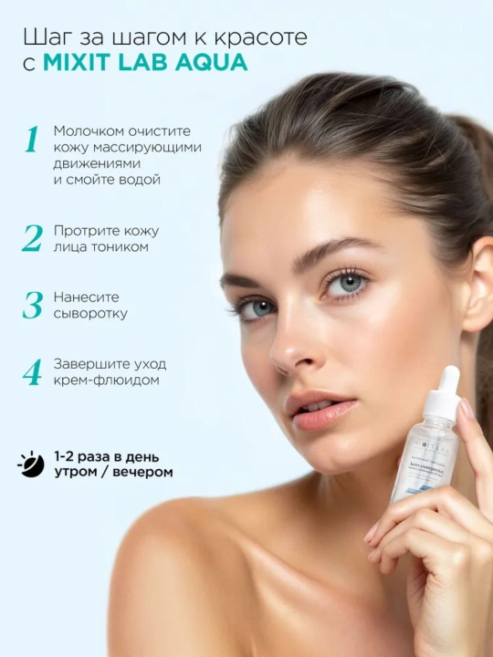 MIXIT LAB Aqua Hyaluron увлажняющая сыворотка для лица с гиалуроновой кислотой, 30 мл